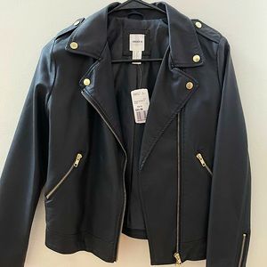 Forever21 leather jacket with gold details.
